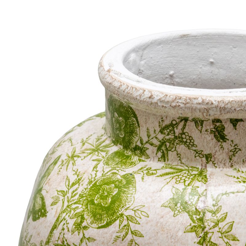 Glazed Green Stoneware Look Vase 37cm 3