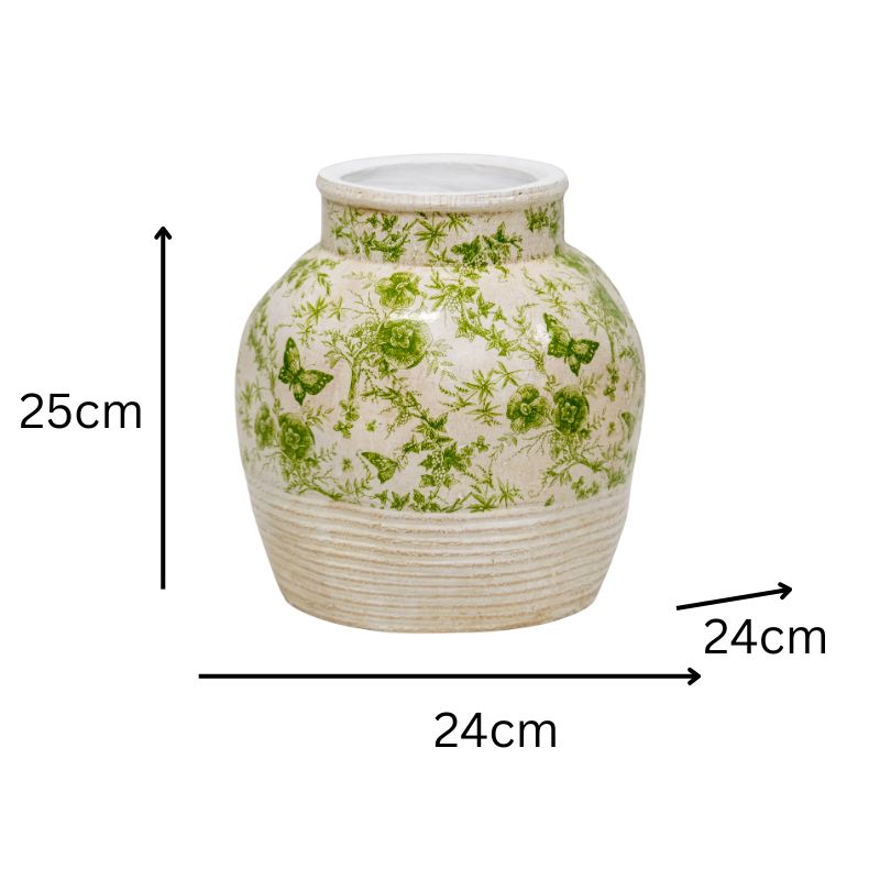 Glazed Green Stoneware Look Vase 25cm 4