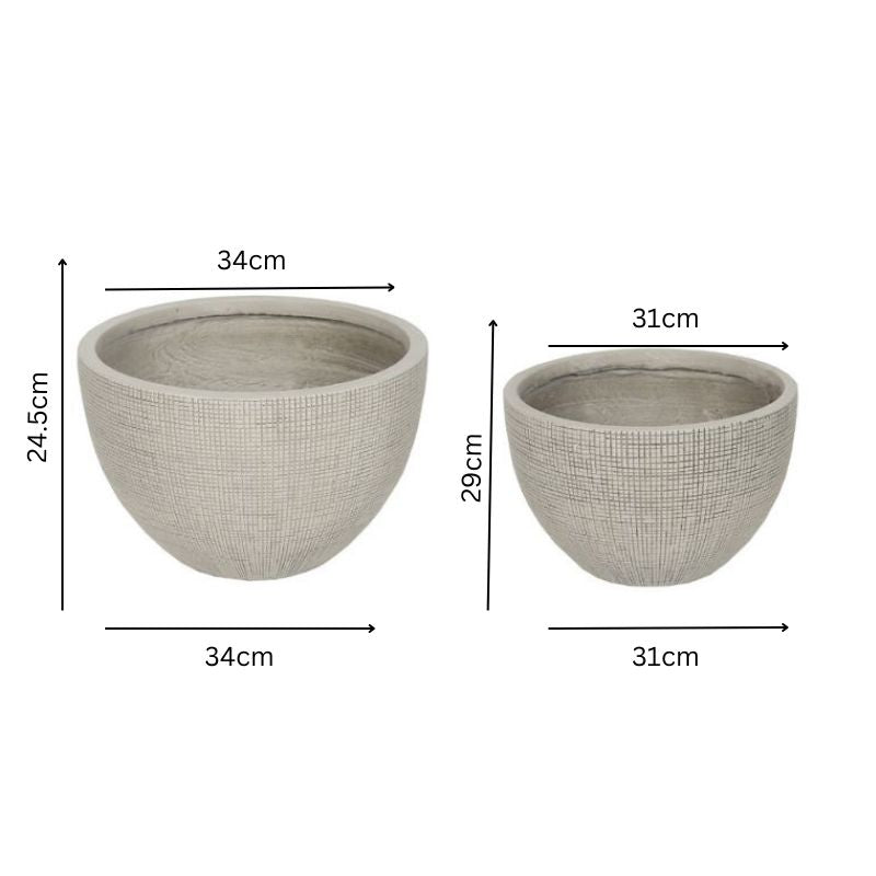 Set 2 Nested Subtle Textured Planter 37cm, 24cm 5