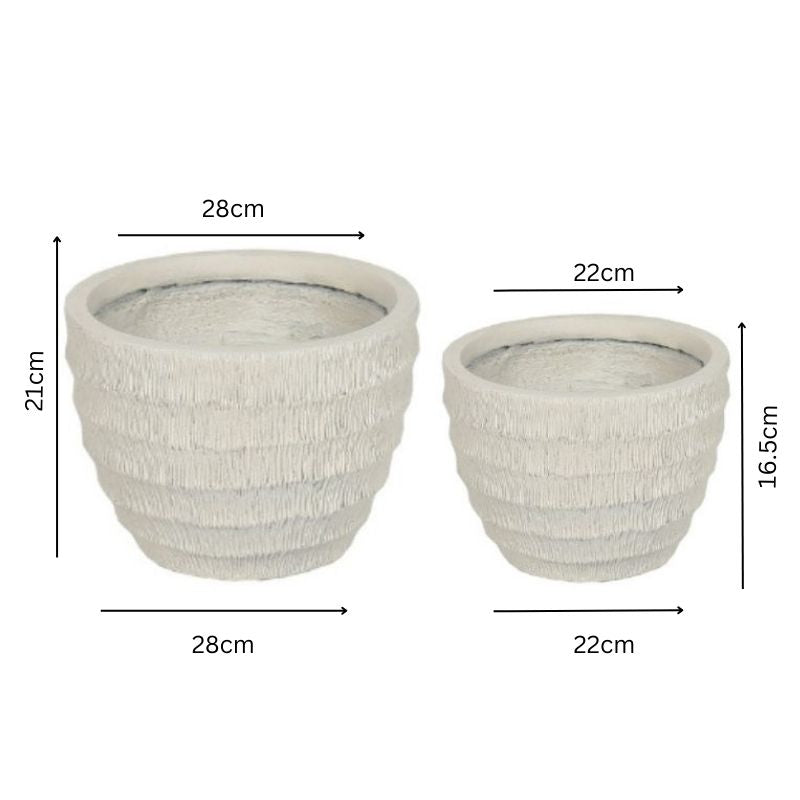 Set 2 Nested Ribbed Textured Planters 28cm, 21cm 5