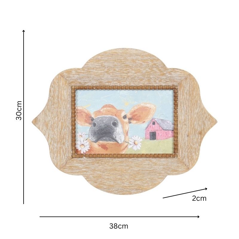 Cow W Daisies Framed Wall Art 38cm 5