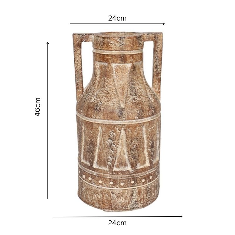 Aged Tribal Style Decorative Urn / Dried Flower Vase 46cm 5