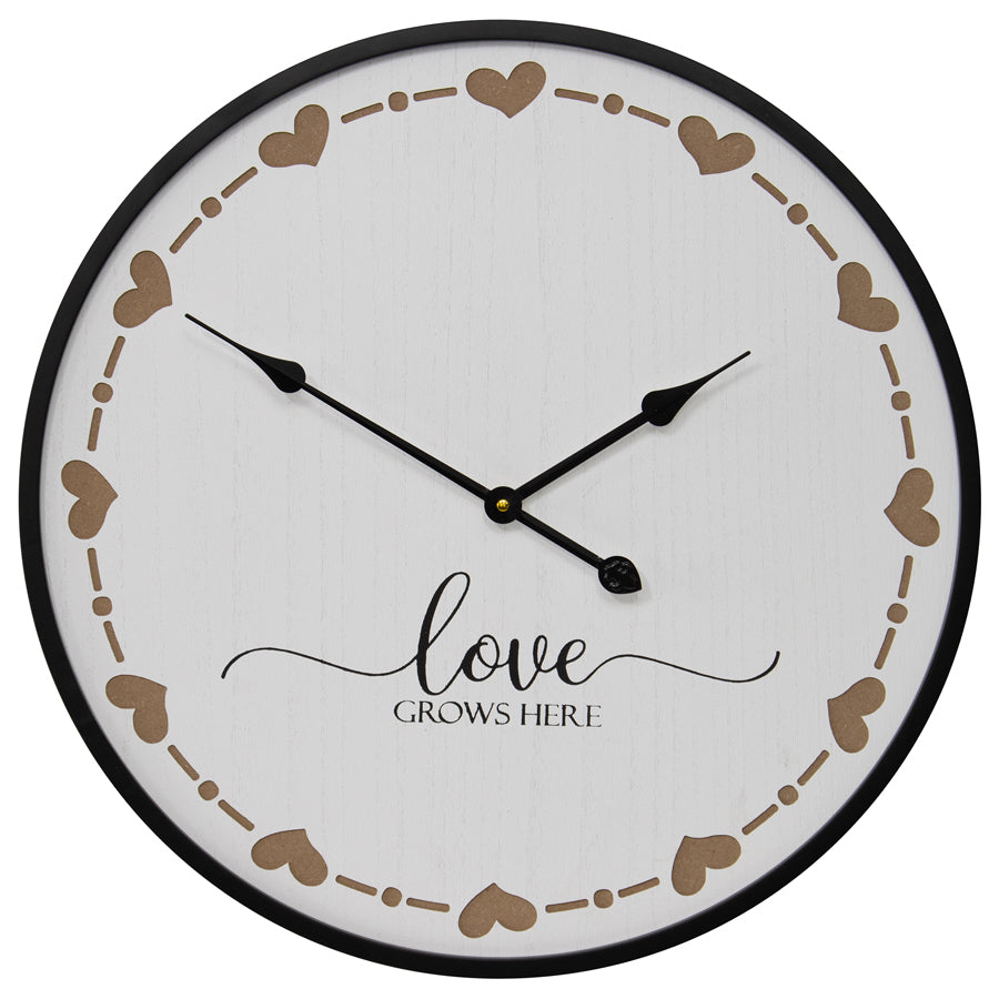 Love Grows Here Wall Clock 60cm