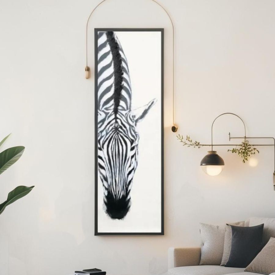 Classic Zebra w Artificial Fur Framed Canvas Wall Art 90cm