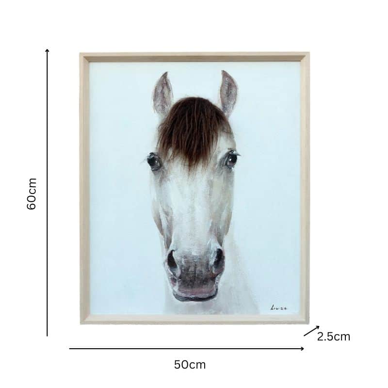 Horse Mugshot w Artificial Hair Framed Canvas Wall Art 60cm 5