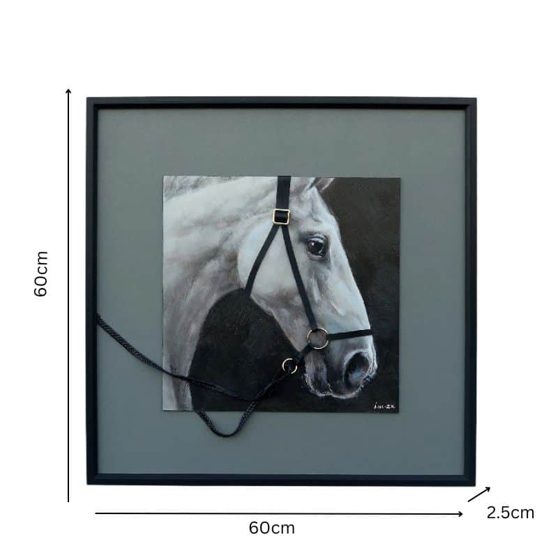 Horse w 3D Bridle Framed Canvas Wall Art 60cm 5