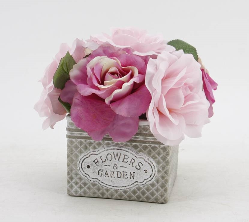 Artificial Peony Rose in Ceramic Pot 20cm