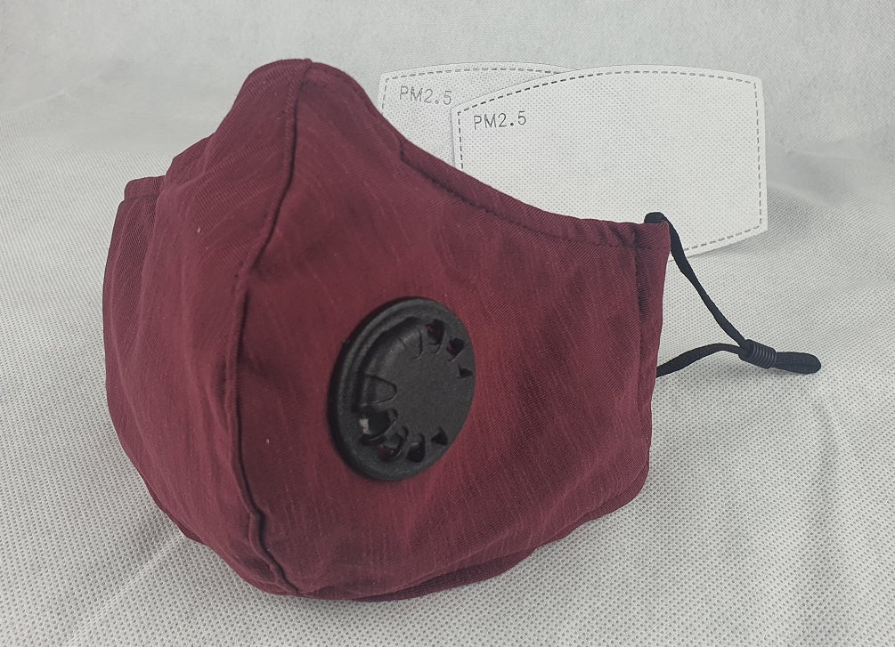 Face Mask Reusable Cotton Cloth Fabric Perfect Fit Adjustable Burgundy 4