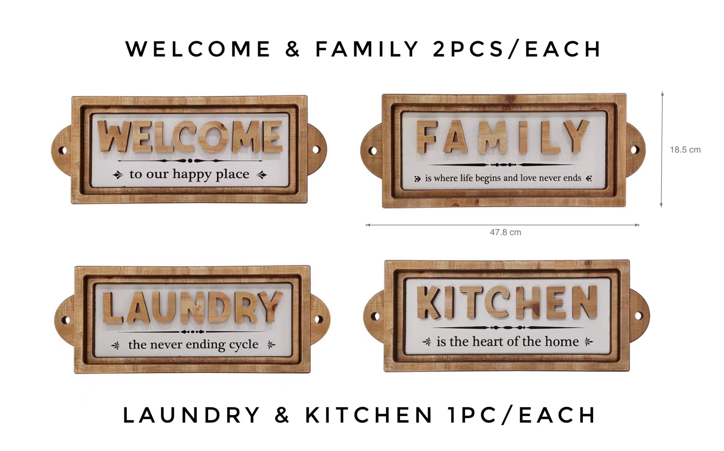 Set 6 Wall Hanging Home Deco Assort 47cm