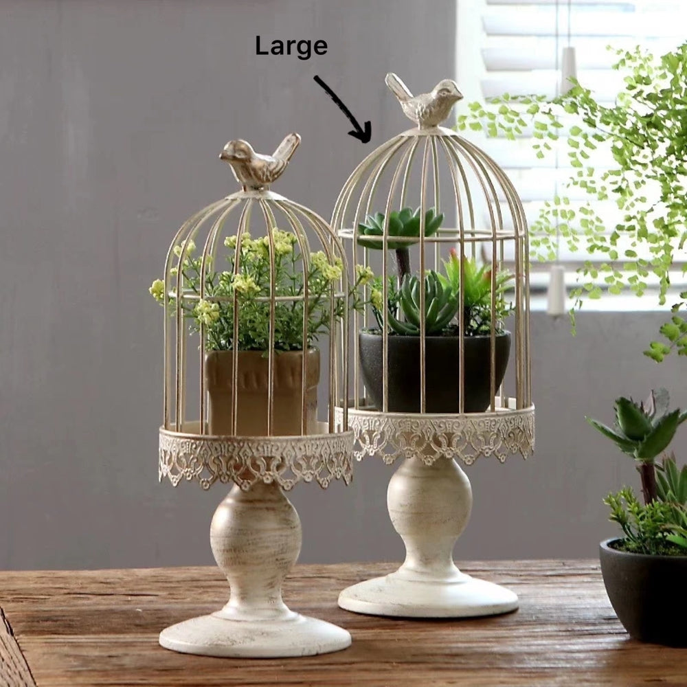 Vintage Metal Birdcage Planter / Candle Holder 35cm