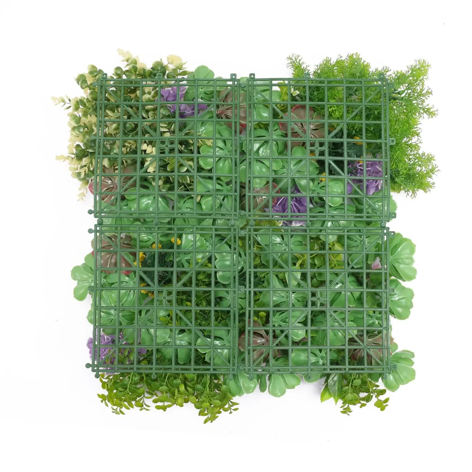 Artificial Dense Succulent Green Wall / Vertical Garden Panel 50cm x 50cm UV Resistant 3