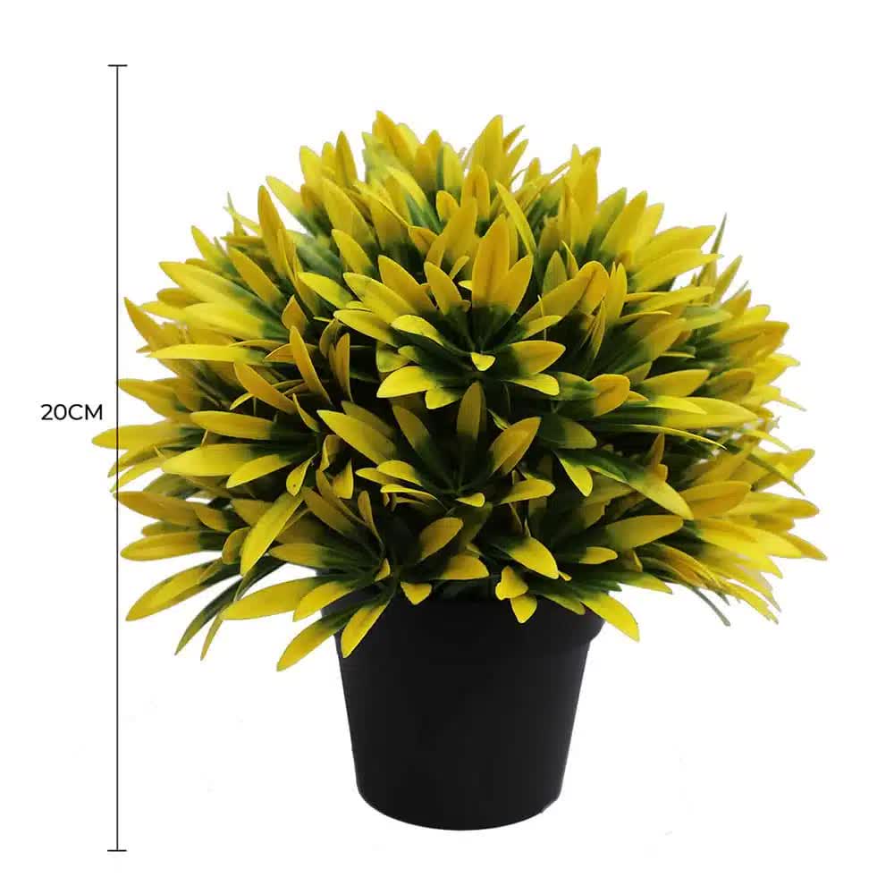 Small Potted Artificial Decorative Yellow Lily Plant UV Resistant 20cm