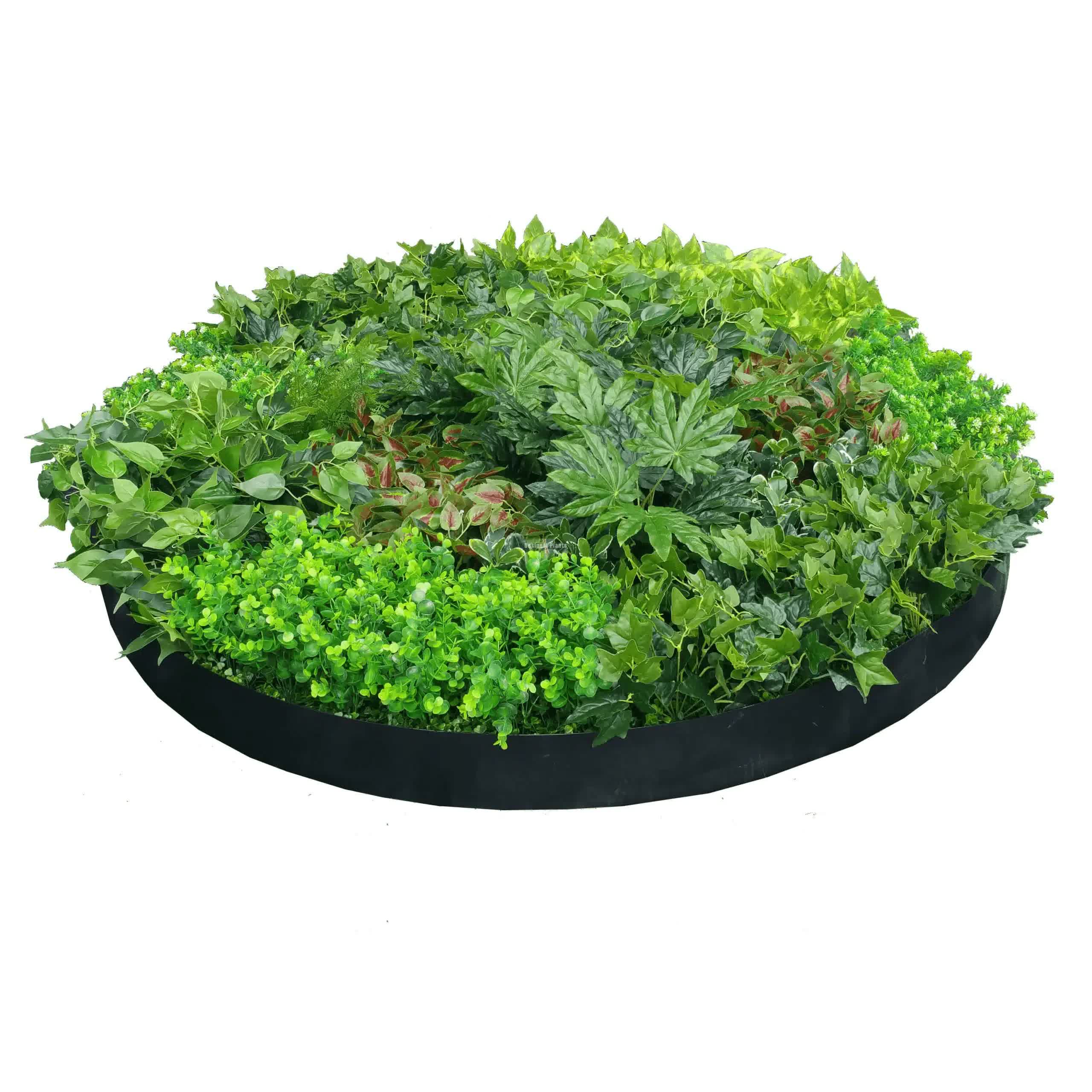 Artificial Green Wall Disc Art 150cm Mixed Ivy and Philodendron (Onyx Black) 3