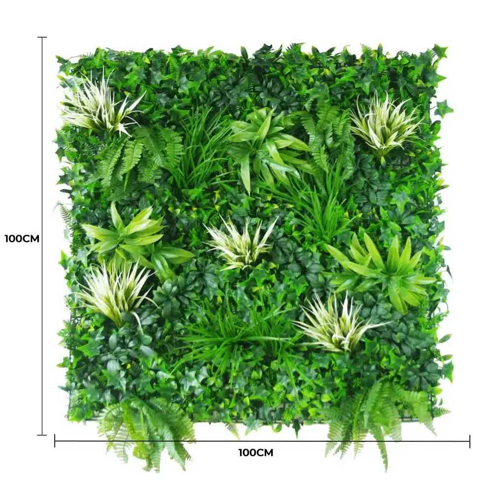 White Grassy Greenery Vertical Garden / Green Wall UV Resistant 100cm x 100cm