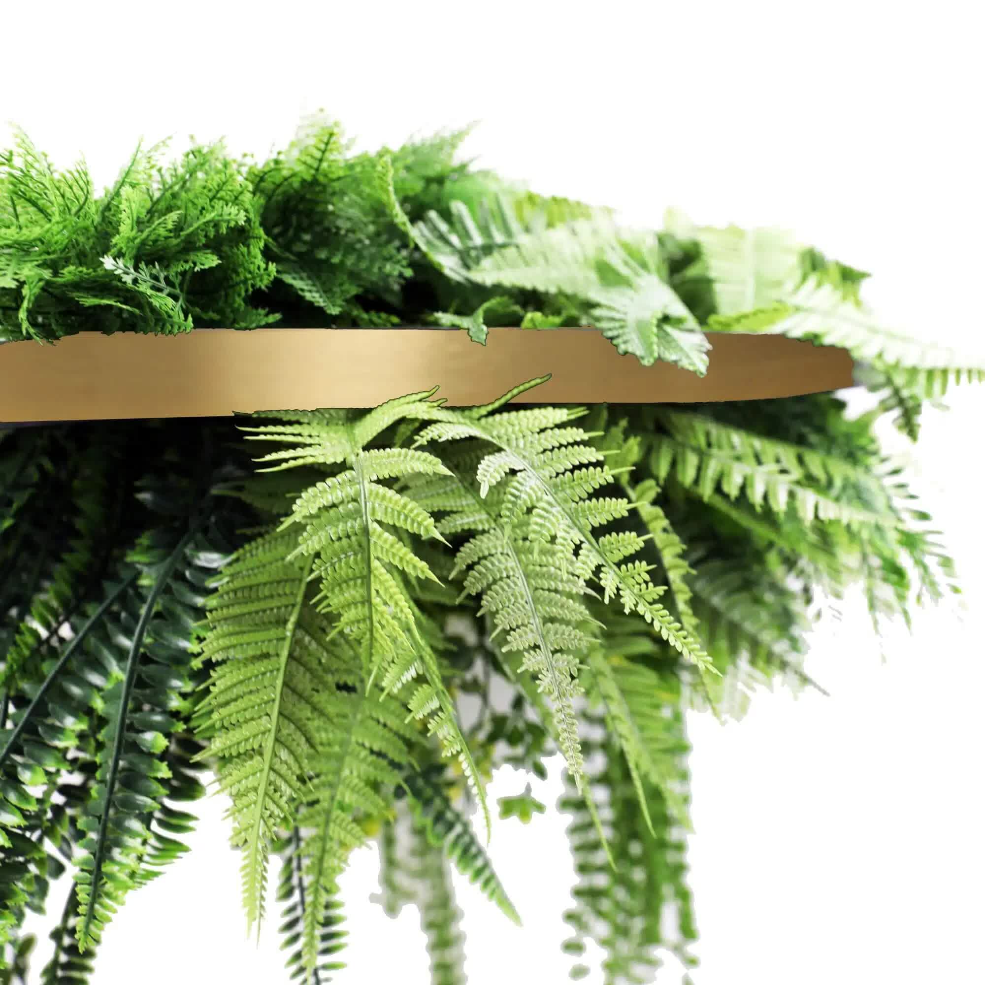 Gold Artificial Hanging Green Wall Disc 80cm UV Resistant Foliage 3