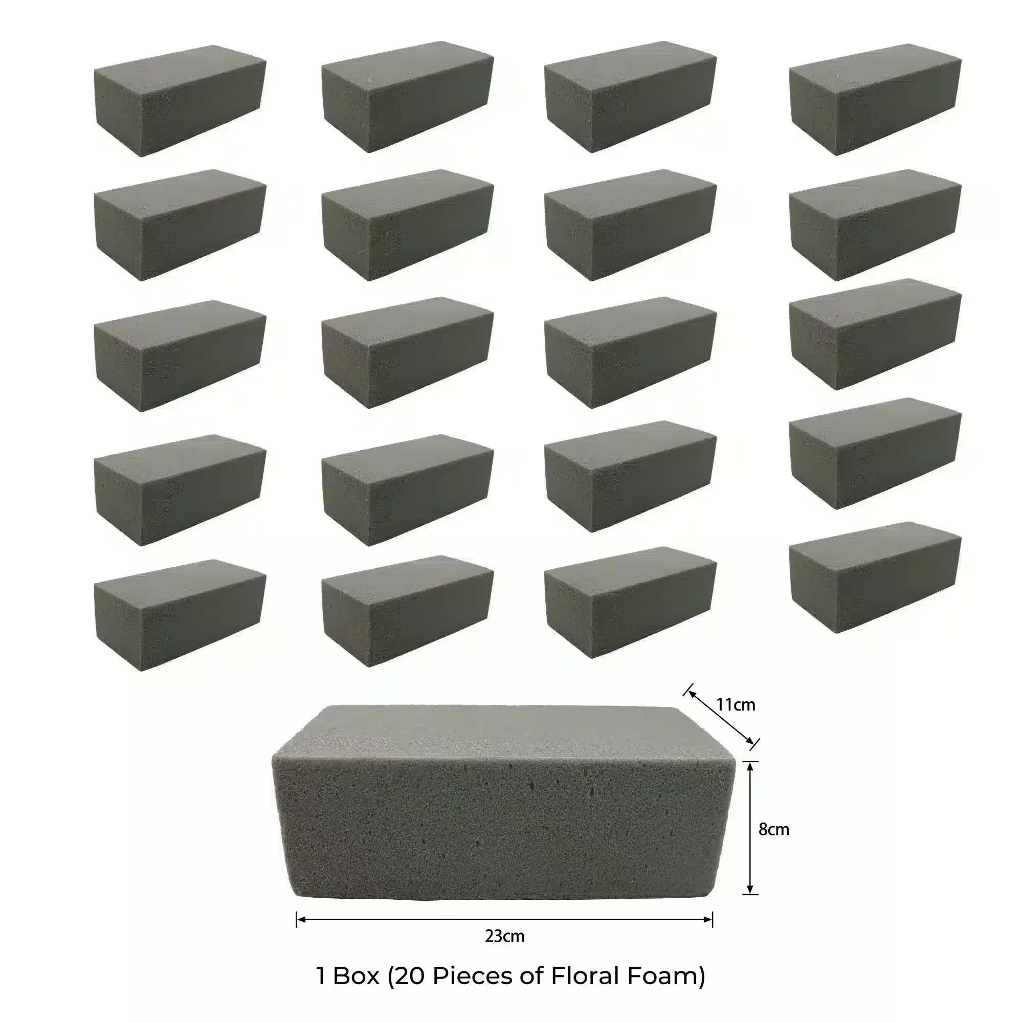 20 Pieces of Dry Floral Foam Bricks 23cm x 11cm x 8cm (Artificial Plant Foam Blocks - formaldehyde FREE)