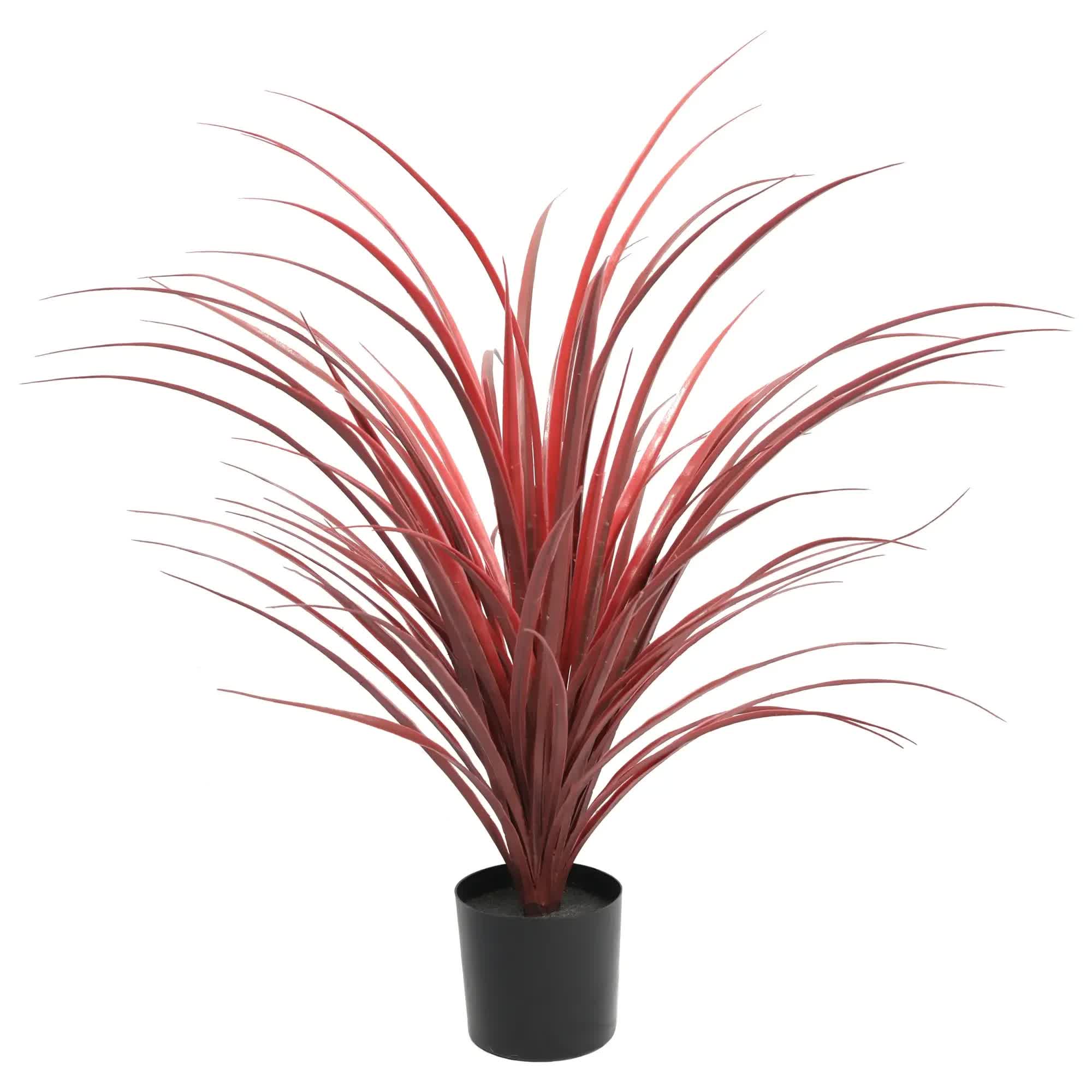 Burgundy Potted Artificial Long Grass (Yucca Grass) 75cm UV Resistant