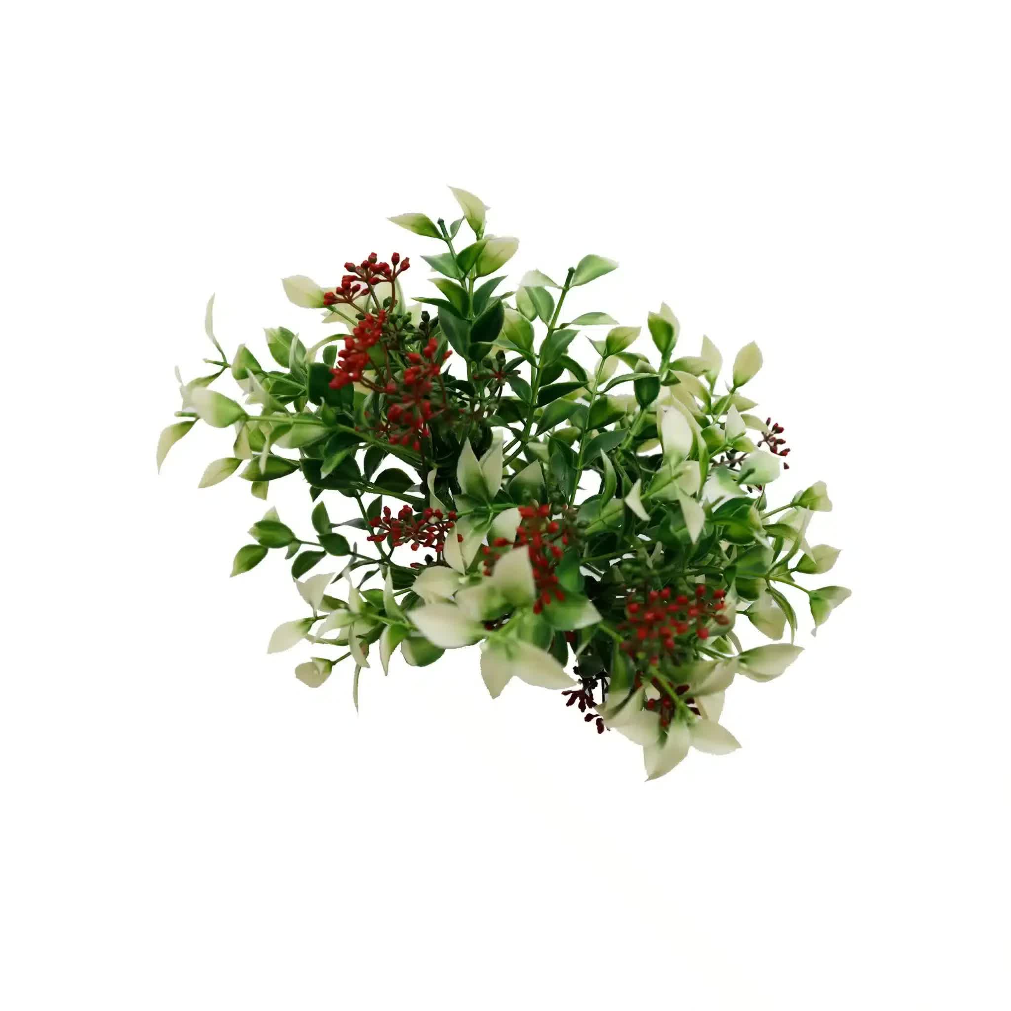 Artificial Flowering Holly Plant Stem UV Resistant 26cm 3