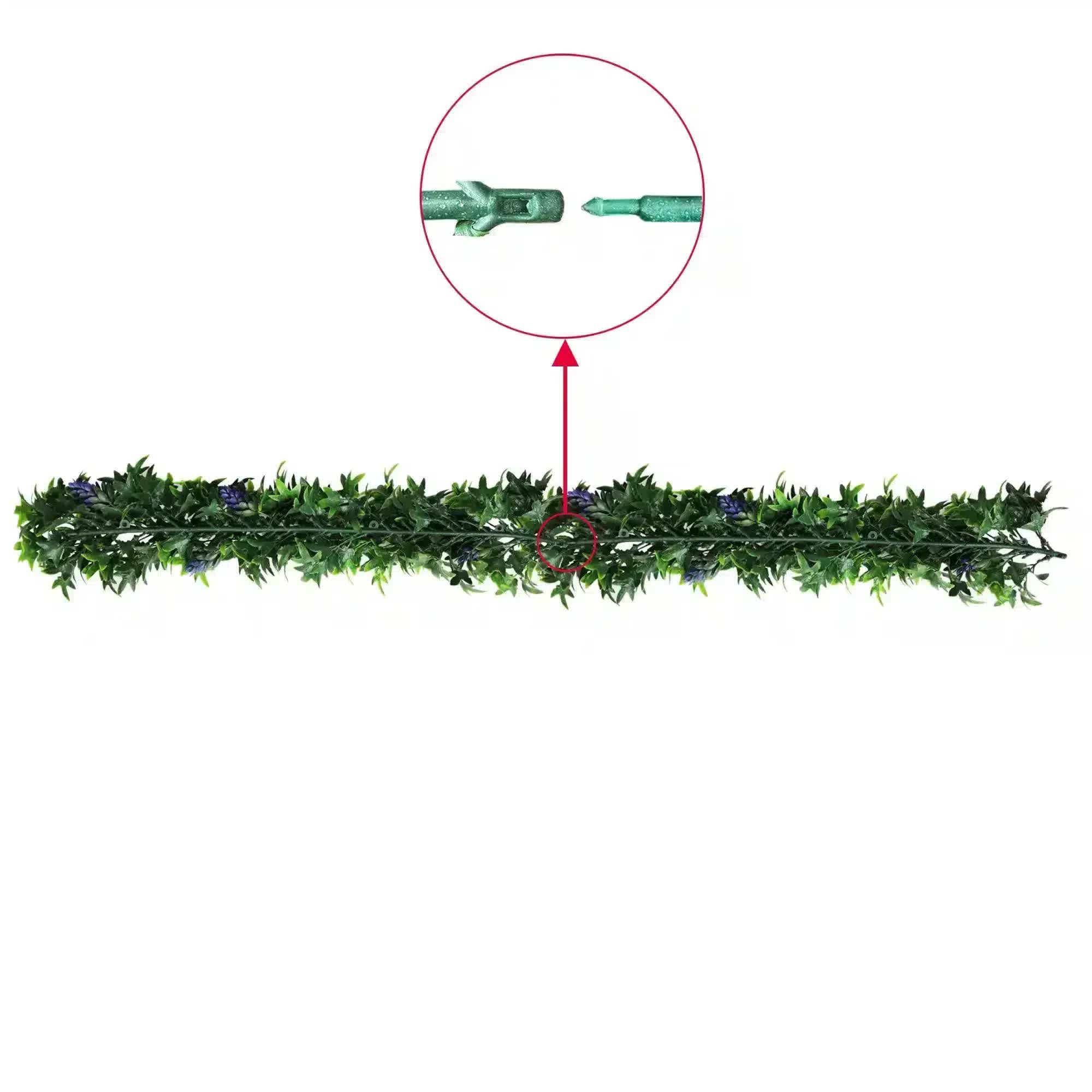 Artificial Extendable Hanging Bright Green Ivy Bush with Purple Flowers 55cm UV Resistant 4
