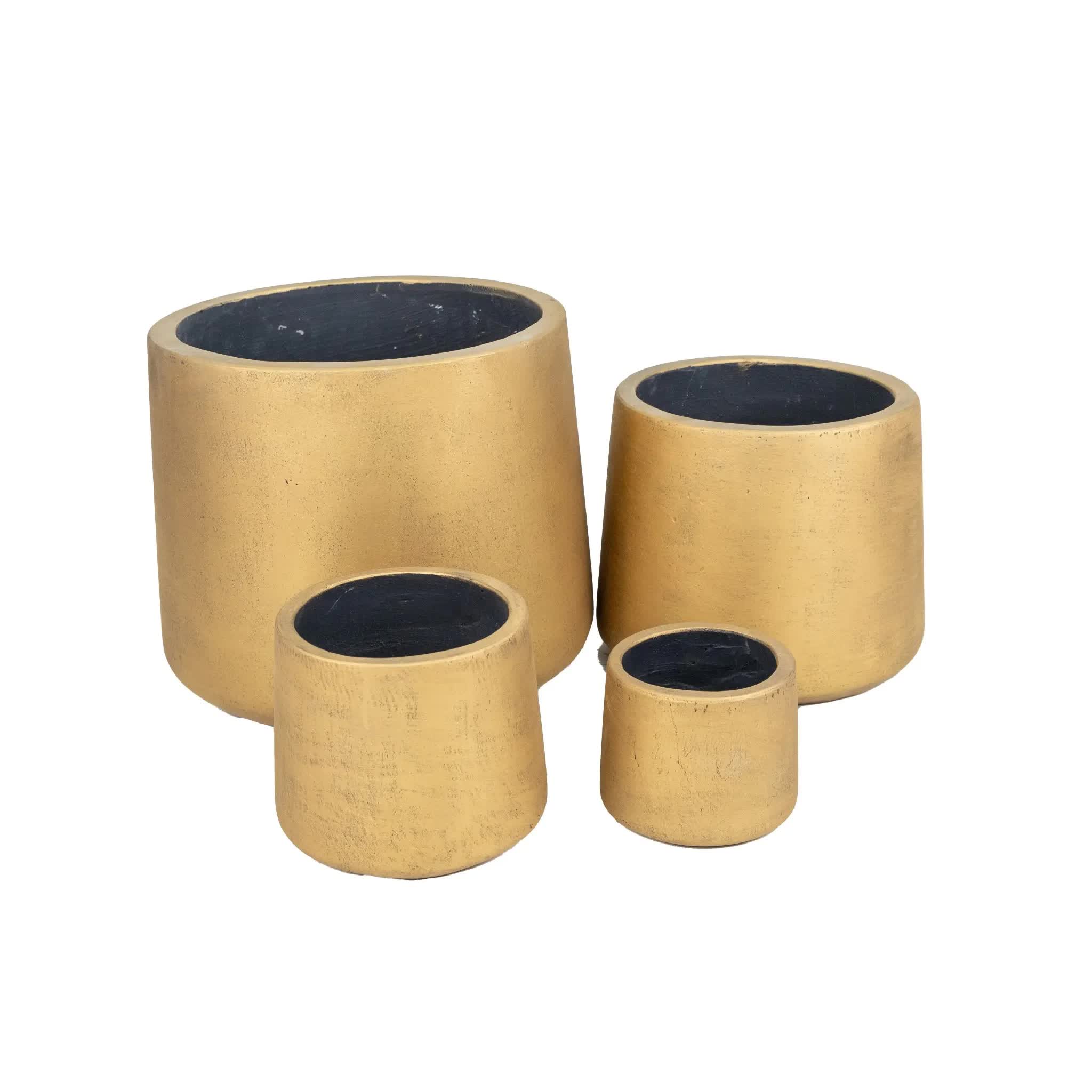 Elegant Gold Planters / Gold Pots Set of 4