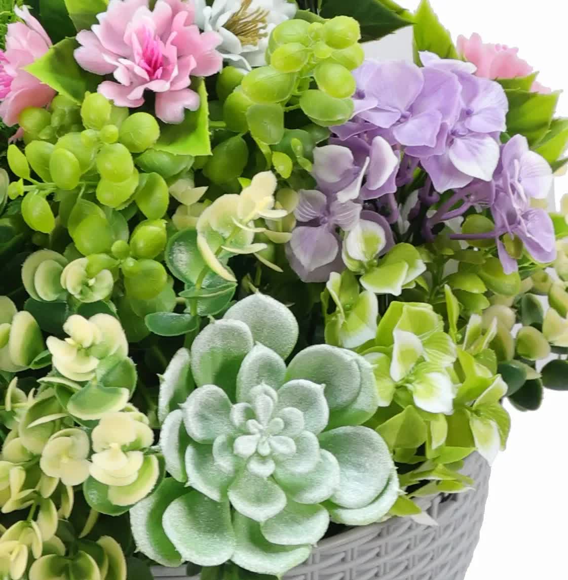 Hanging Artificial Succulent Basket 36cm UV Resistant 3