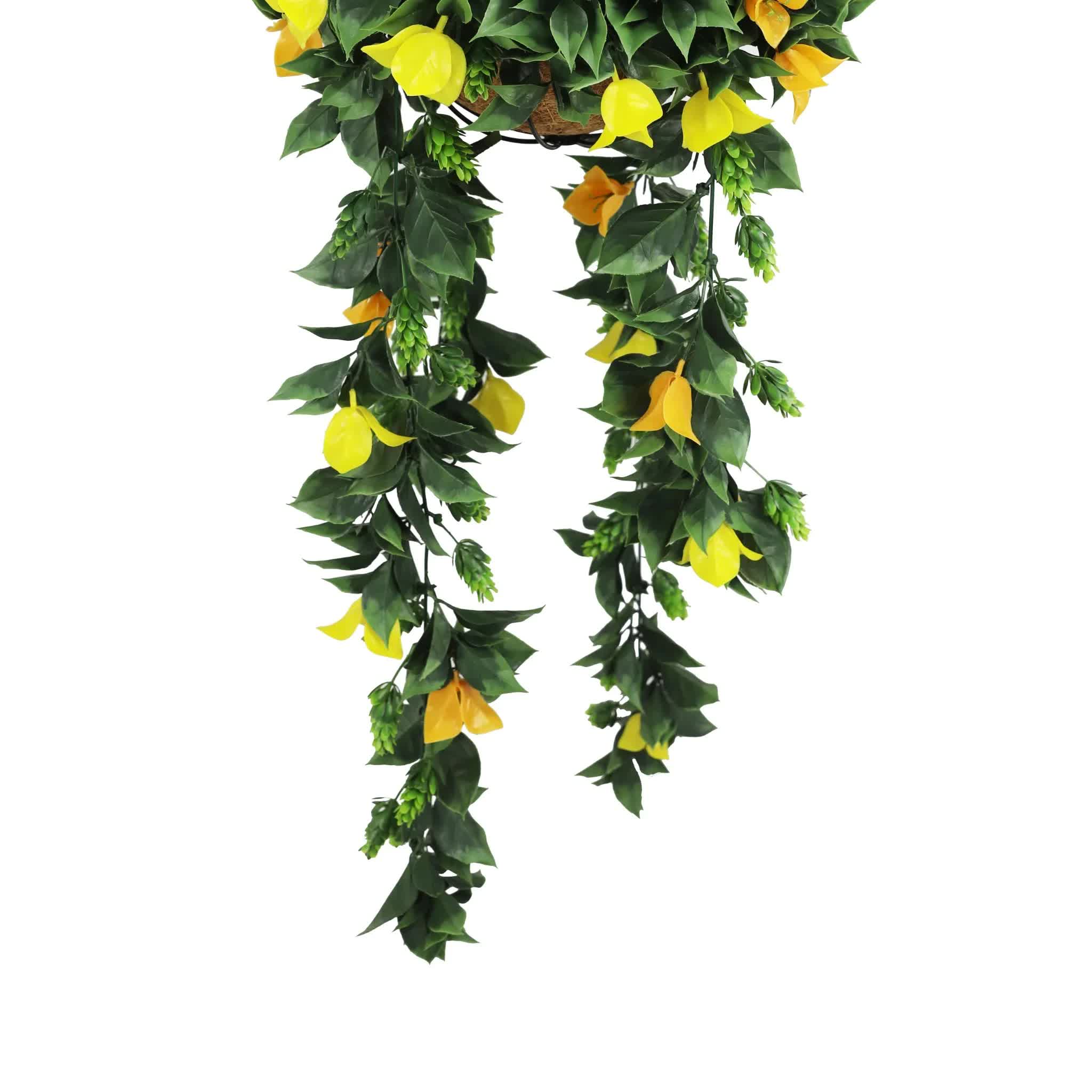 Artificial Hanging Basket Orange and Yellow Bouganvillea 30cm x 80cm Long UV Resistant 3