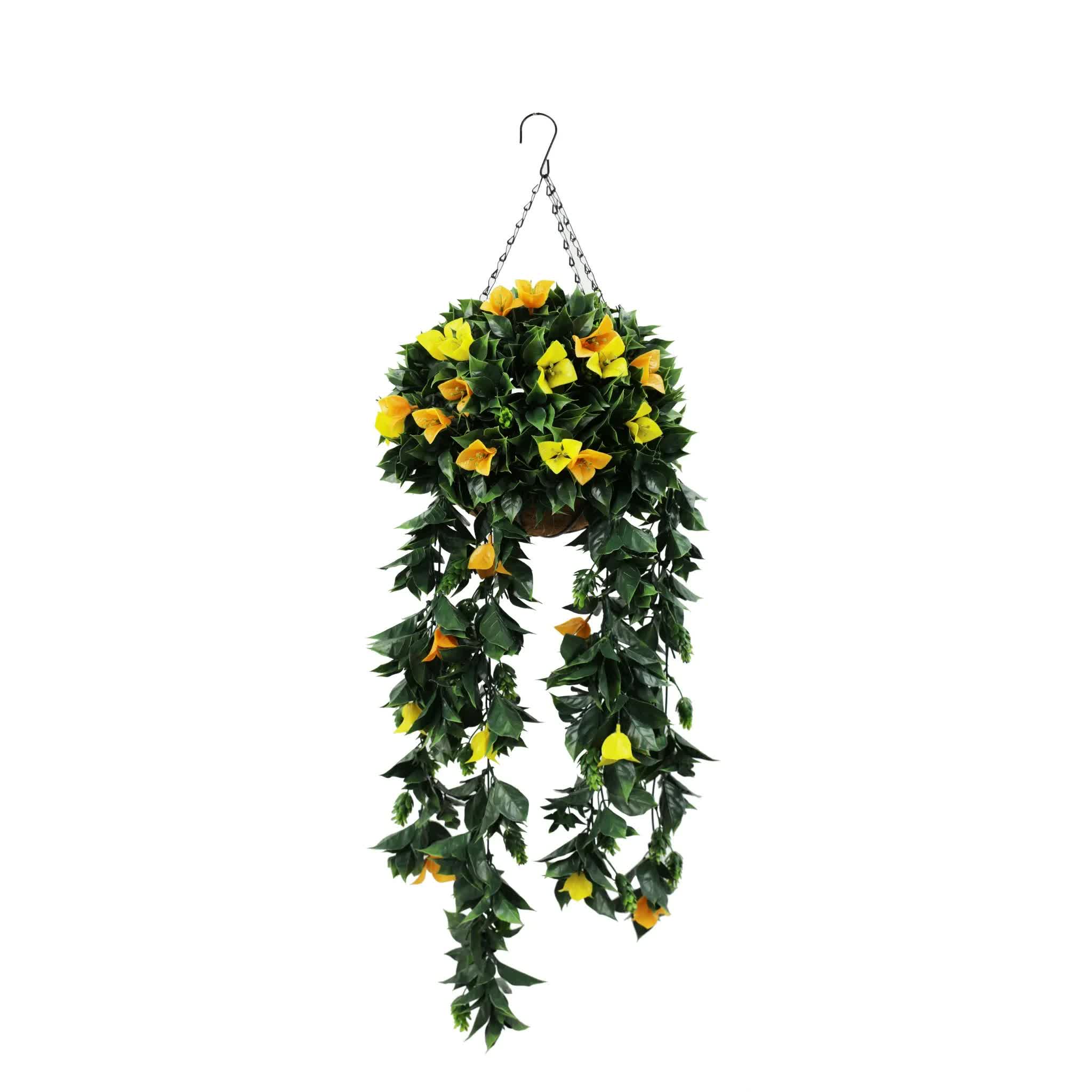 Artificial Hanging Basket Orange and Yellow Bouganvillea 30cm x 80cm Long UV Resistant 5