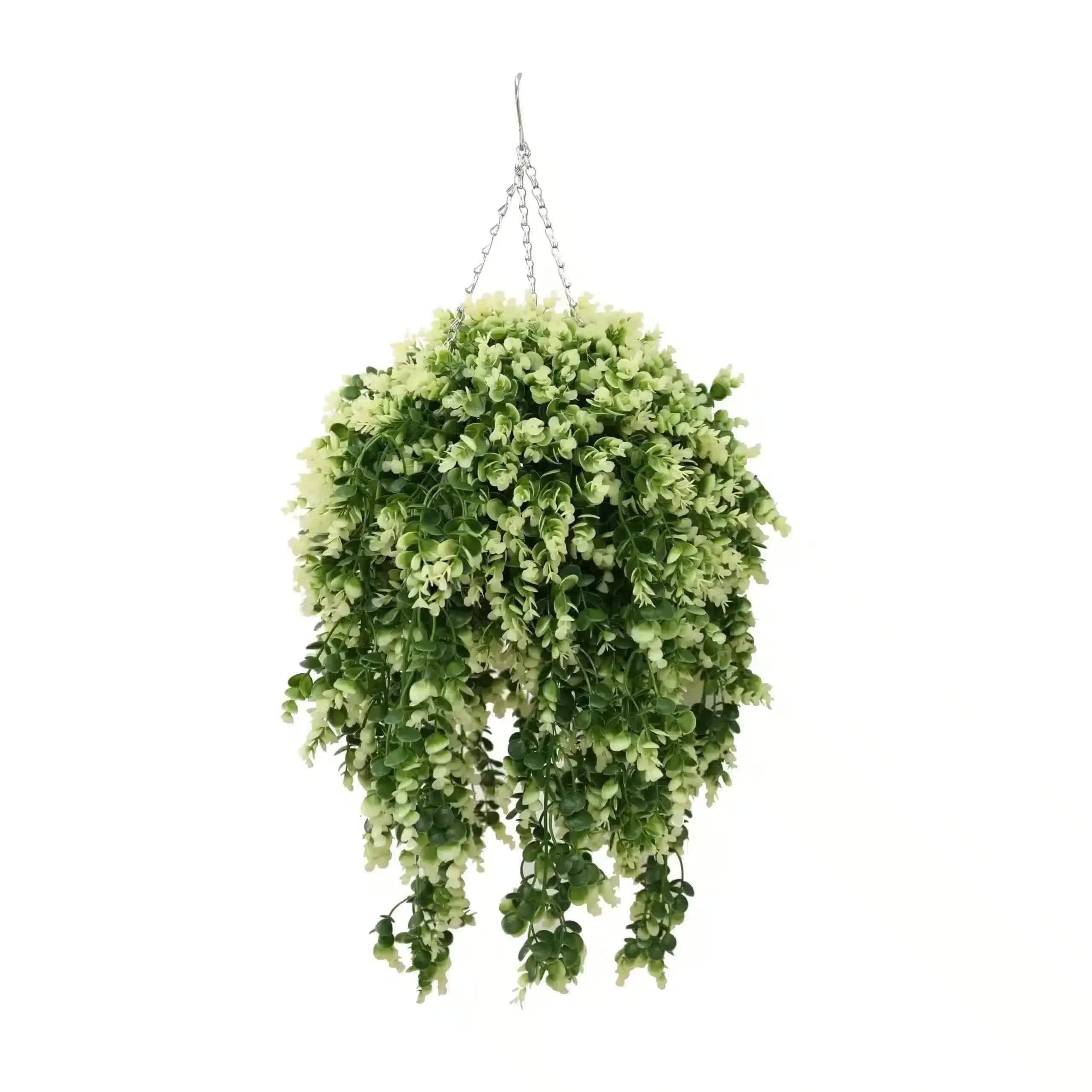 Artificial Spring Evergreen Hanging Basket UV Resistant 43cm