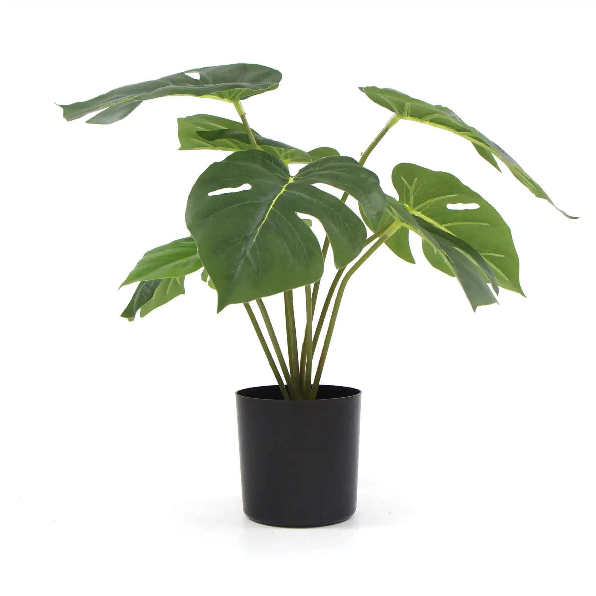 Potted Artificial Monstera Split Philodendron Plant with Real Touch Leaves 35cm
