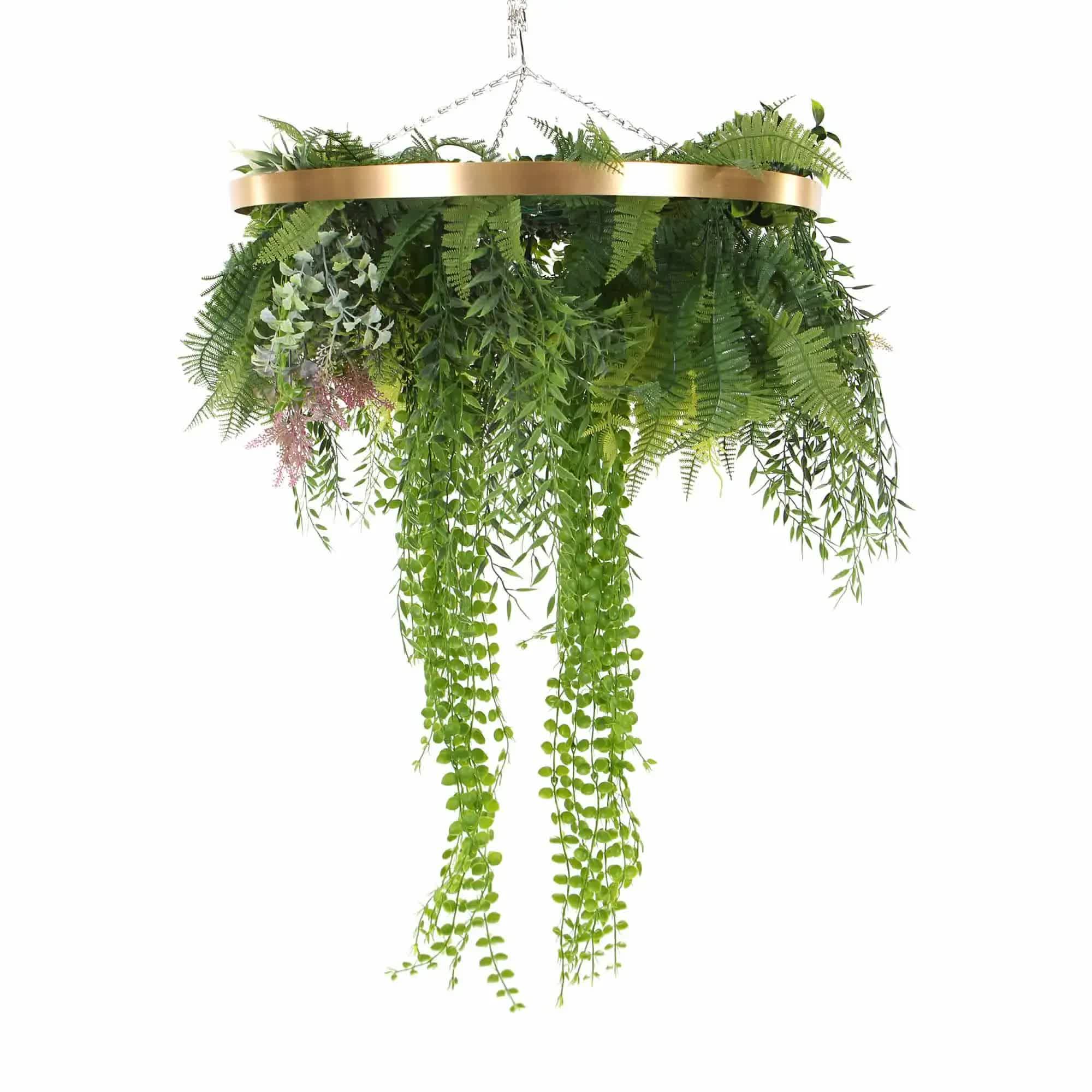 Premium Hanging Artificial Plant Arrangement with Gold Frame 40cm (Limited Edition) 3