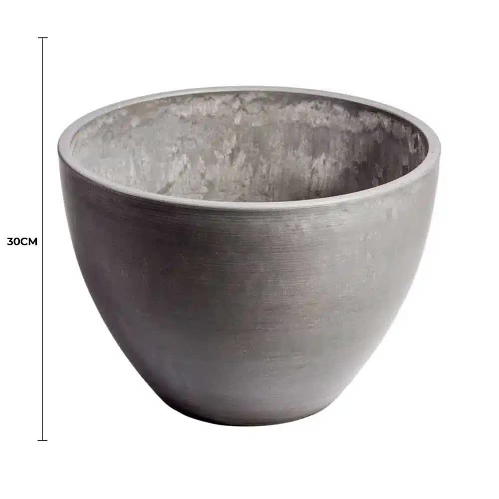 Polished Grey Planter Bowl 30cm