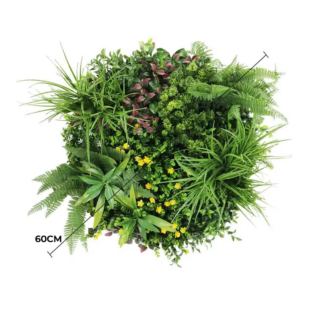 Slimline Artificial Green Wall Disc Art 60cm Country Fern UV Resistant (White)