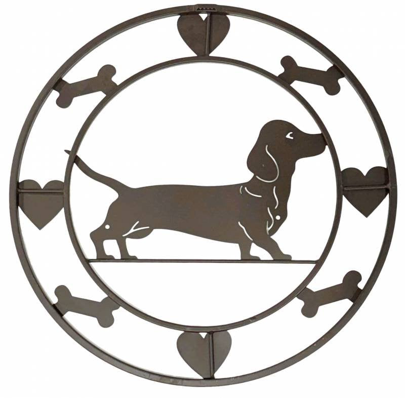 Round Dachshund Metal Wall Art 40cm 3