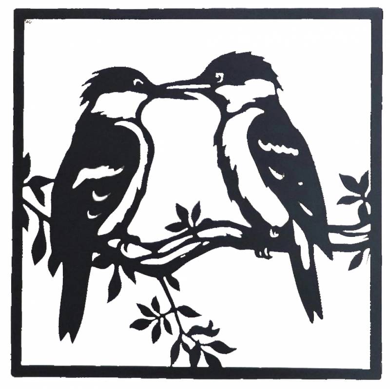 Square Kookaburra Duo Metal Wall Art 30cm