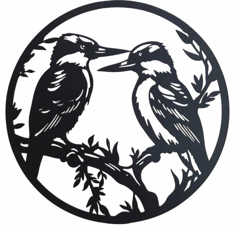 Round Happy Kookaburra Metal Wall Art 40cm