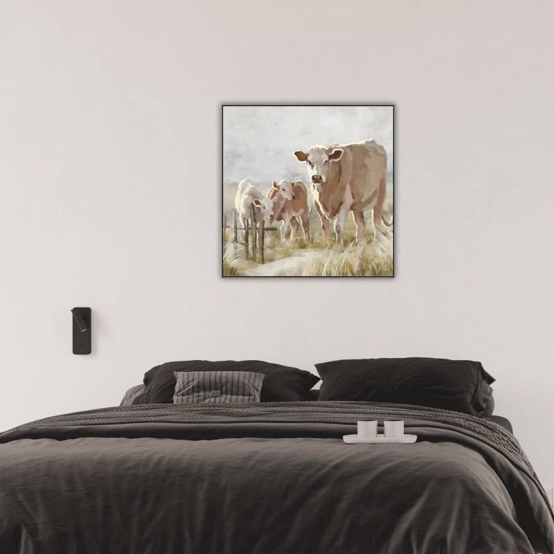 Cows In The Paddock Framed Canvas 80x80cm 3