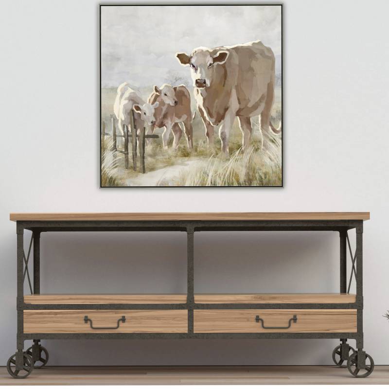Cows In The Paddock Framed Canvas 80x80cm 4