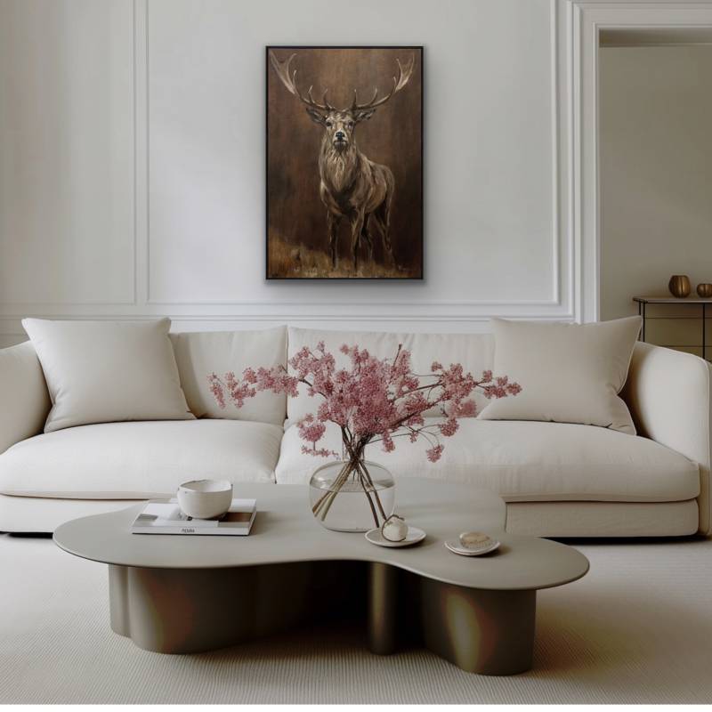 Buck The Deer Artwork Framed Wall Art 80x120cm