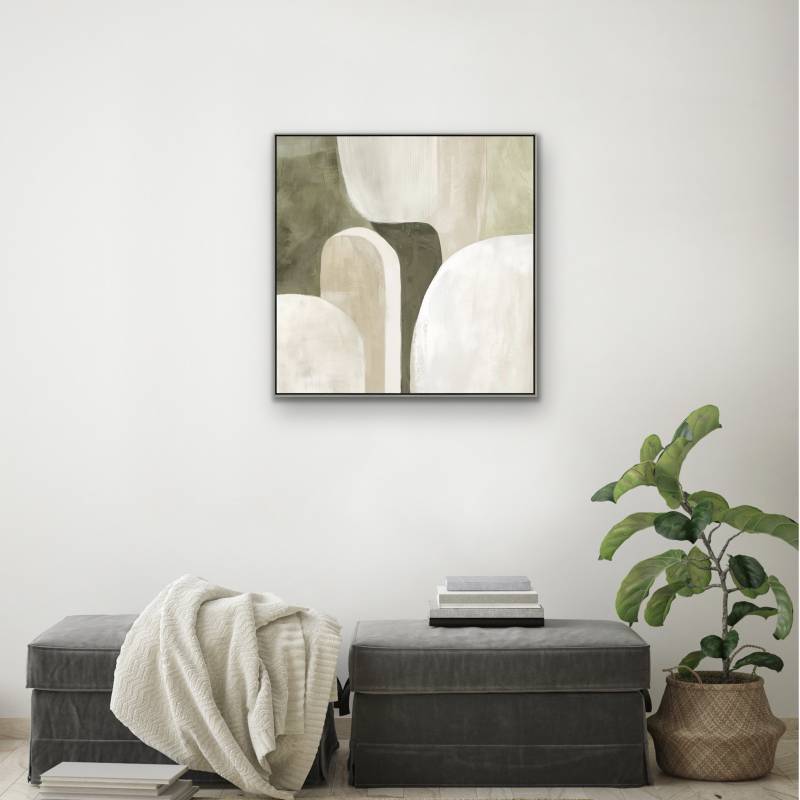 Green Abstract Artwork Framed Wall Art 80x80cm 3