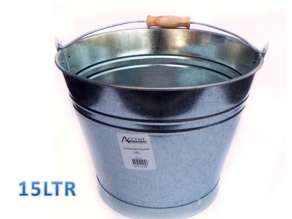 bulk 6 Galvanized Bucket w Handle 15L 33cm