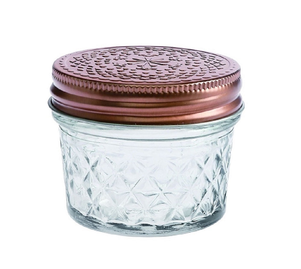 bulk 48 Diamond Look Glass Jar w Gold Lid Canister 7cm