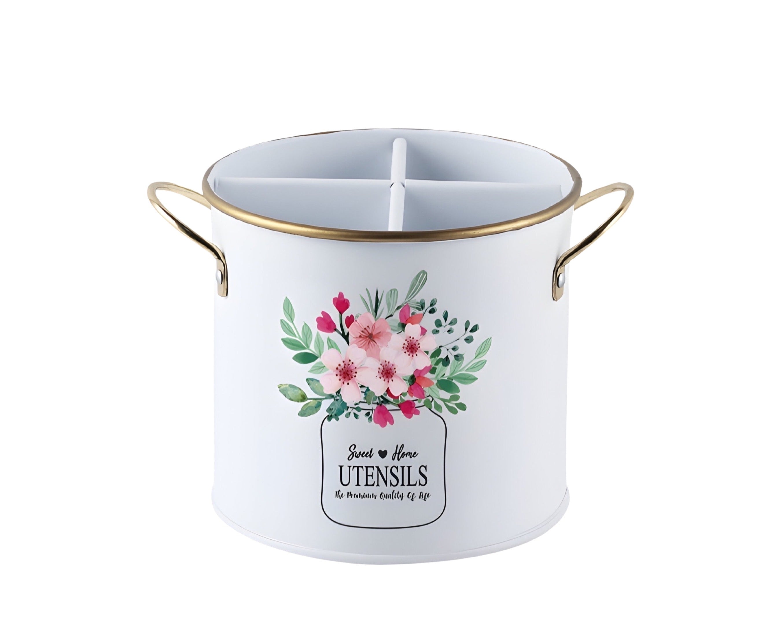 bulk 6 Meadow Bouquet Metal Utensil Holder 18x13cm