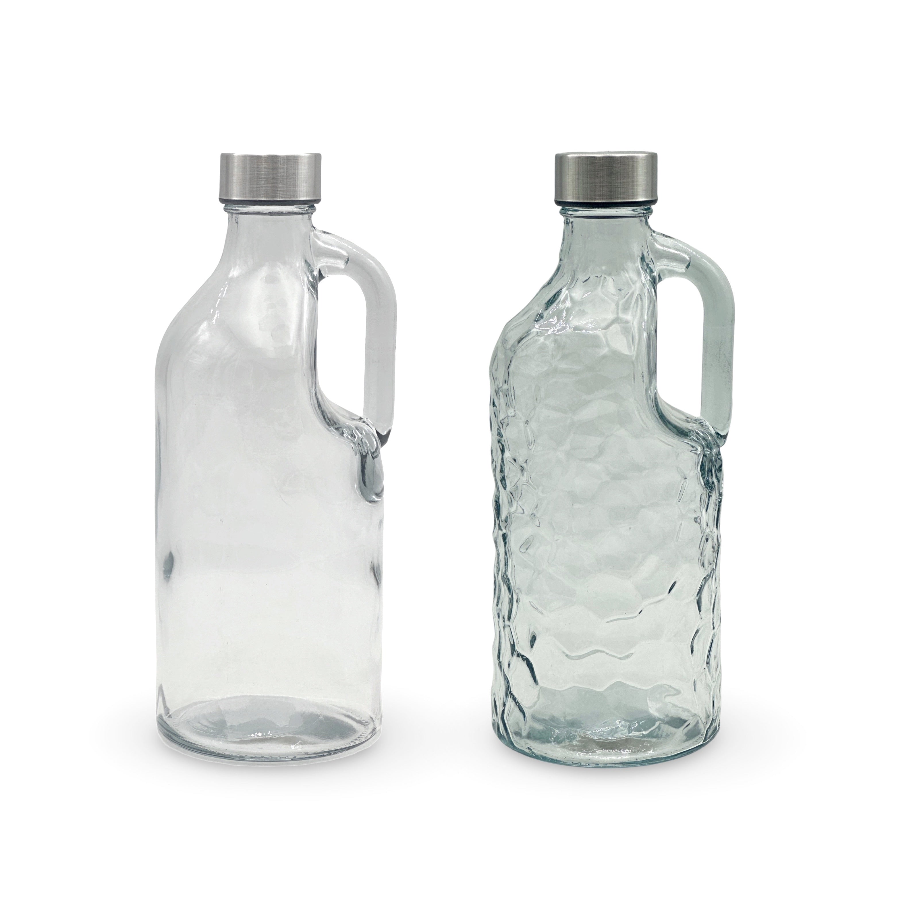 bulk 12 Clear Glass Water Bottle w Handle 1L 2 Assorted 10x25cm