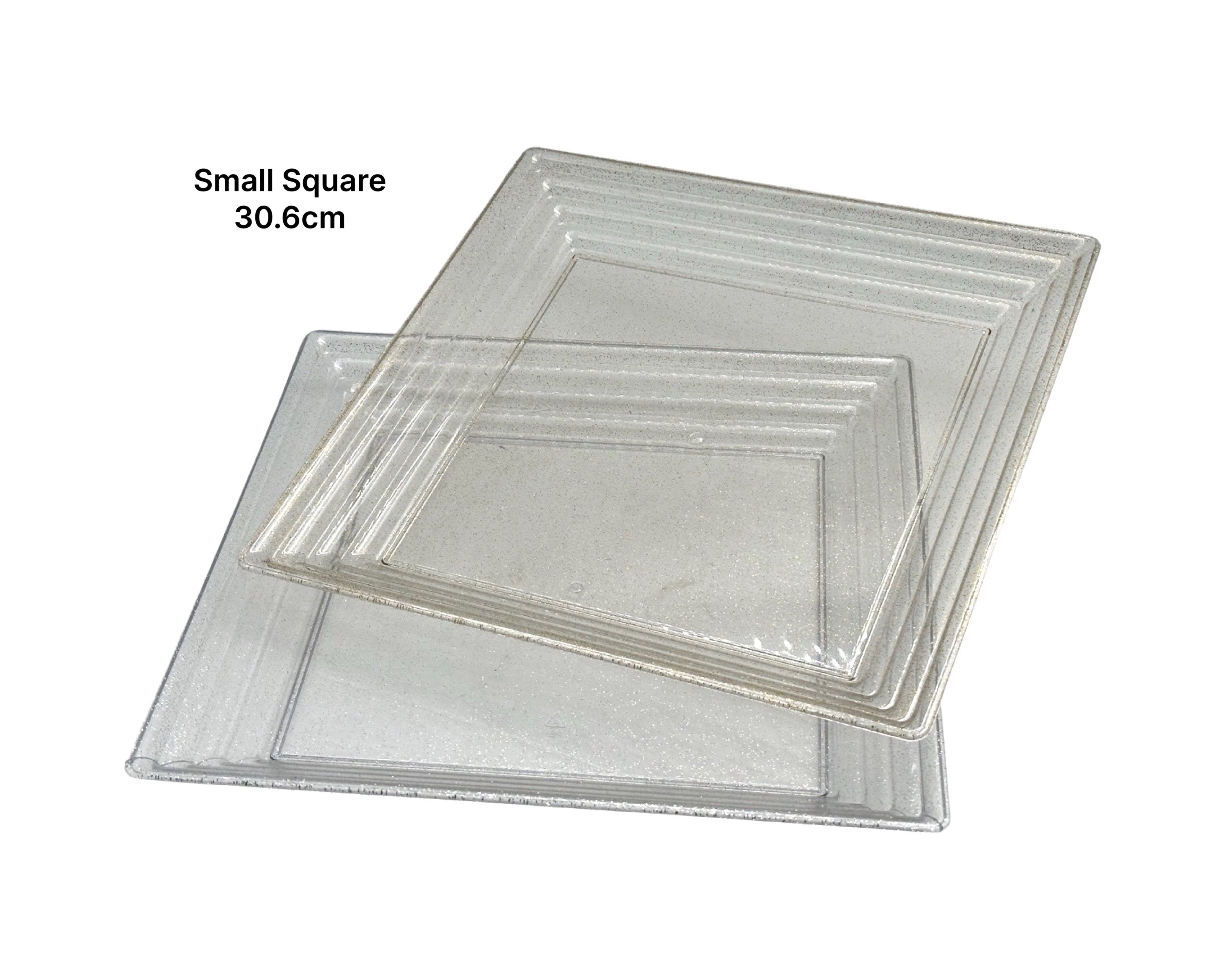 bulk 24 Square Glitter Plastic Serving Tray 30cm