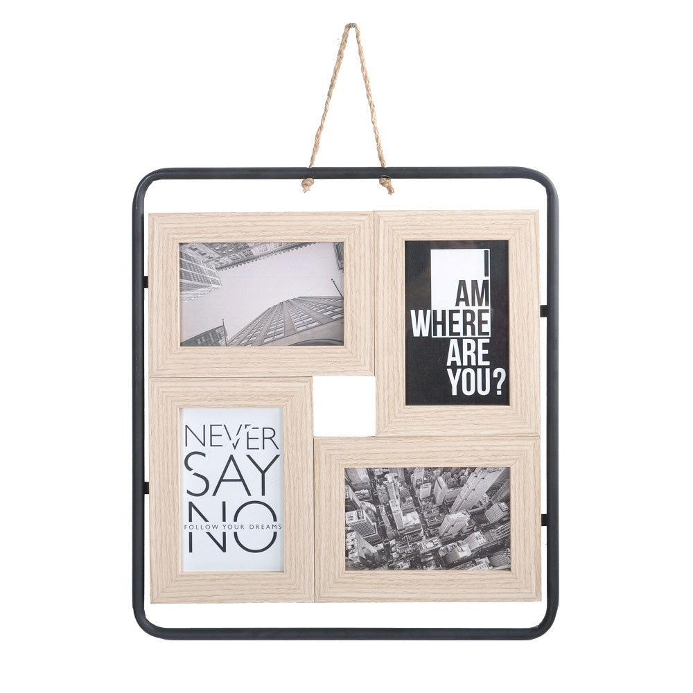 Hanging 4 Photo frame 4x6in Black & Natural 39cm