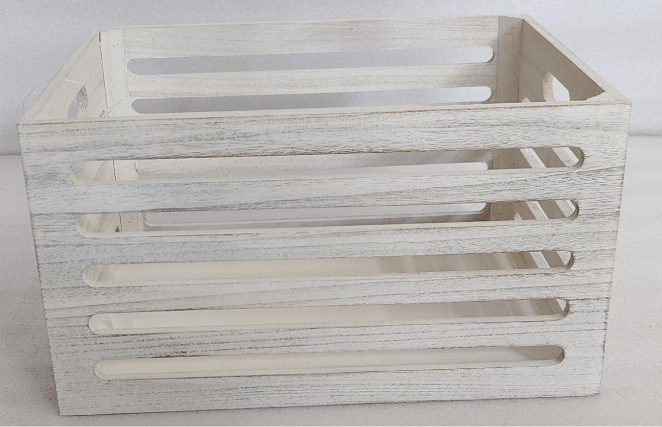 Wood Crates White Wash 40x22cm
