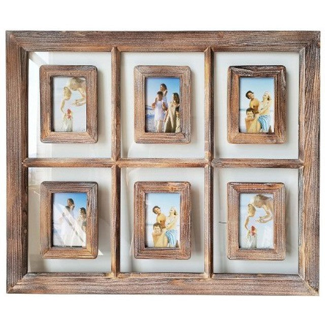 Rustic 6 Collage Photo Frame w Glass Background 82cm