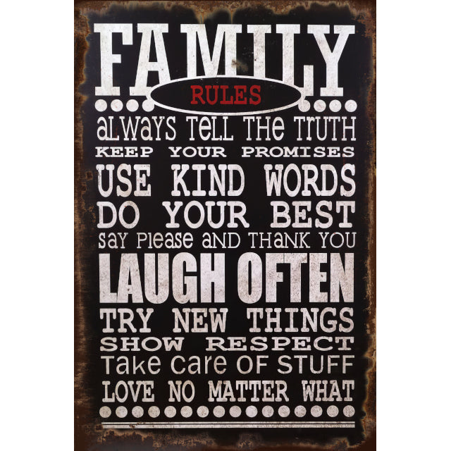 Family Rules Wall Art 20x30cm