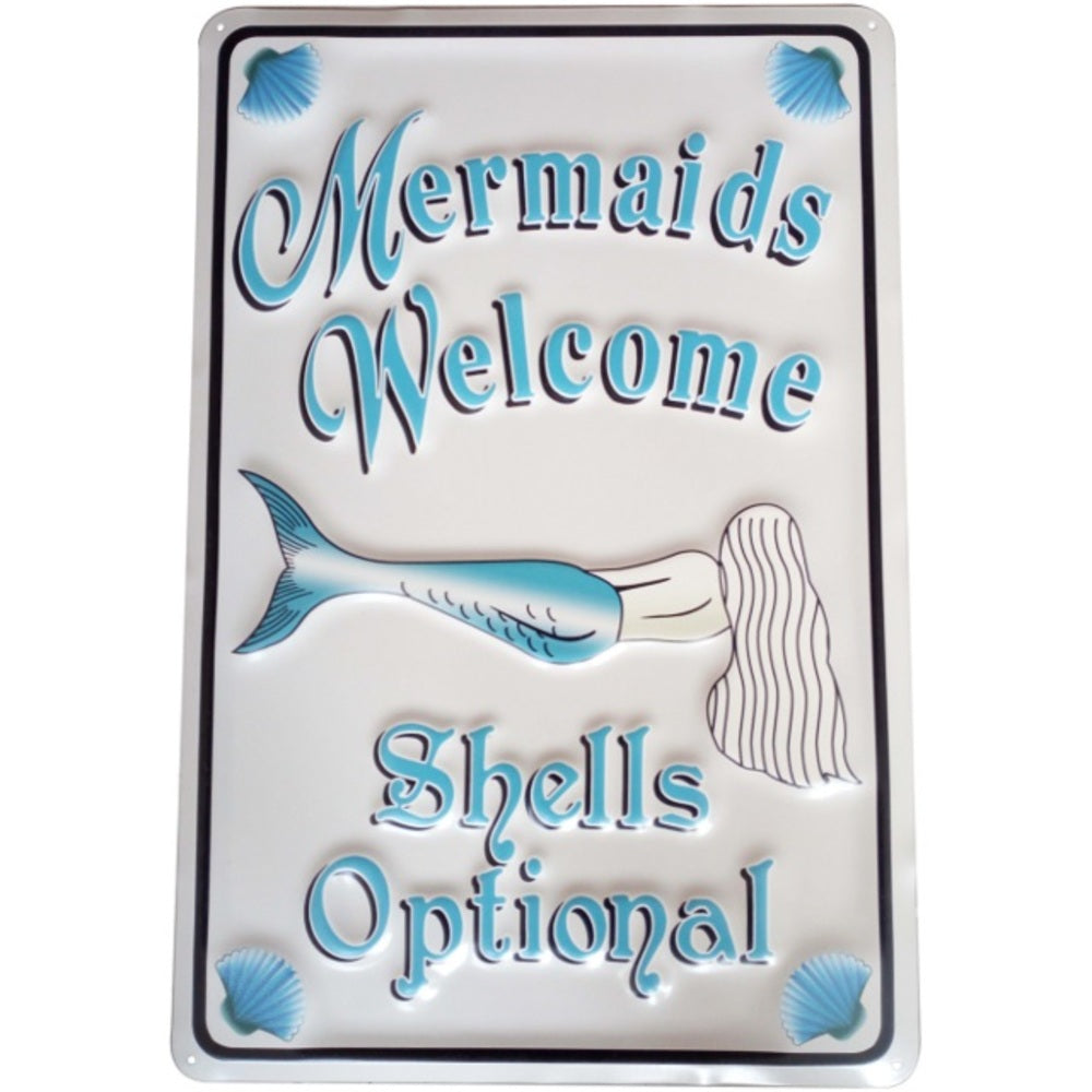 Mermaids Welcome Metal Wall Art 45cm