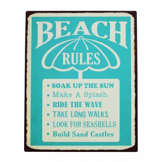 Beach Rules Wall Art 40cm
